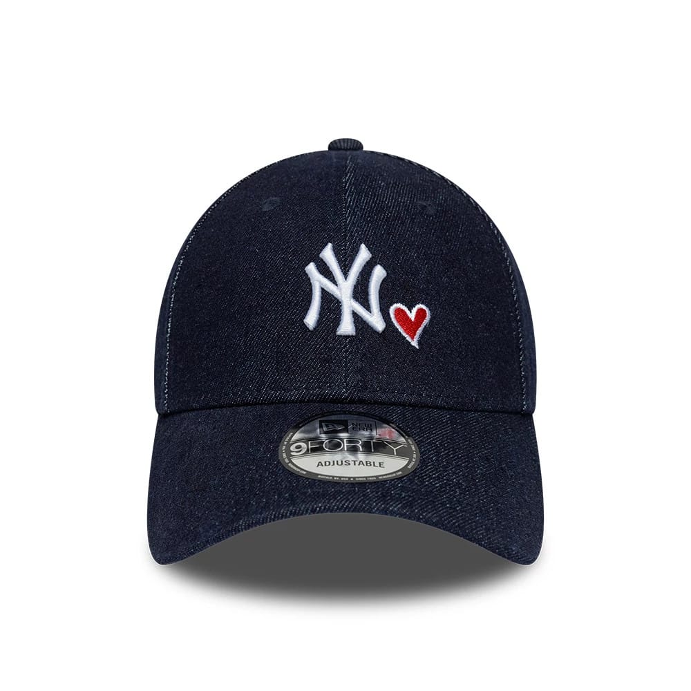 Pictured is this MLB Denim Heart New York Yankees 9FORTY cap in navy. 2