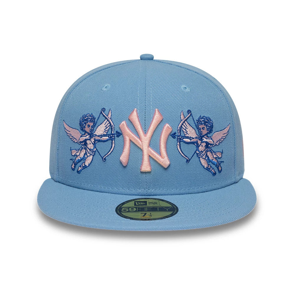 Pictured is this MLB Cherub New York Yankees 59FIFTY Fitted cap in pastel blue. 3