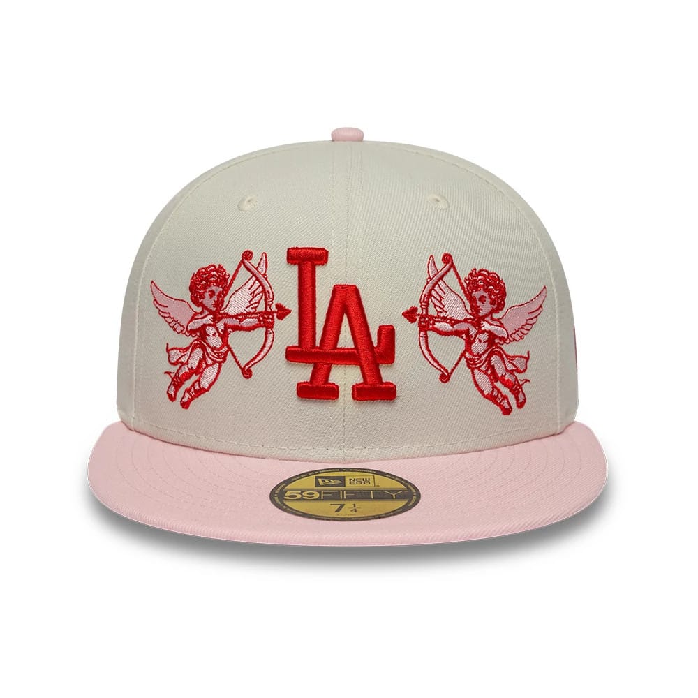 Pictured is this MLB Cherub LA Dodgers 59FIFTY Fitted cap in cream & pink. 2
