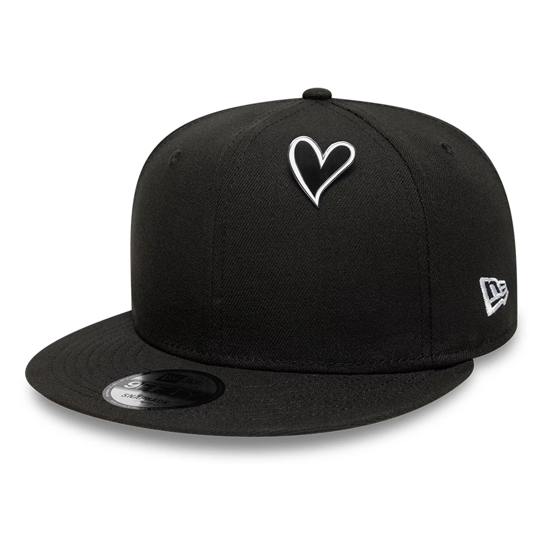 Pictured is this New Era Heart Pin Badge in Black. 2
