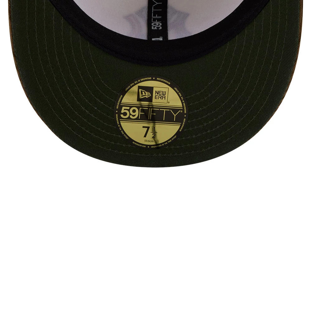 Pictured is this MLB Cord Visor New York Yankees 59FIFTY Fitted cap in white. 2