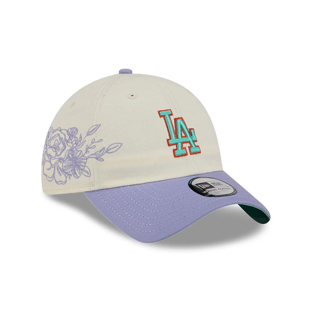 Pictured is this MLB Lavender Flowers LA Dodgers Casual Classic cap in white. 1