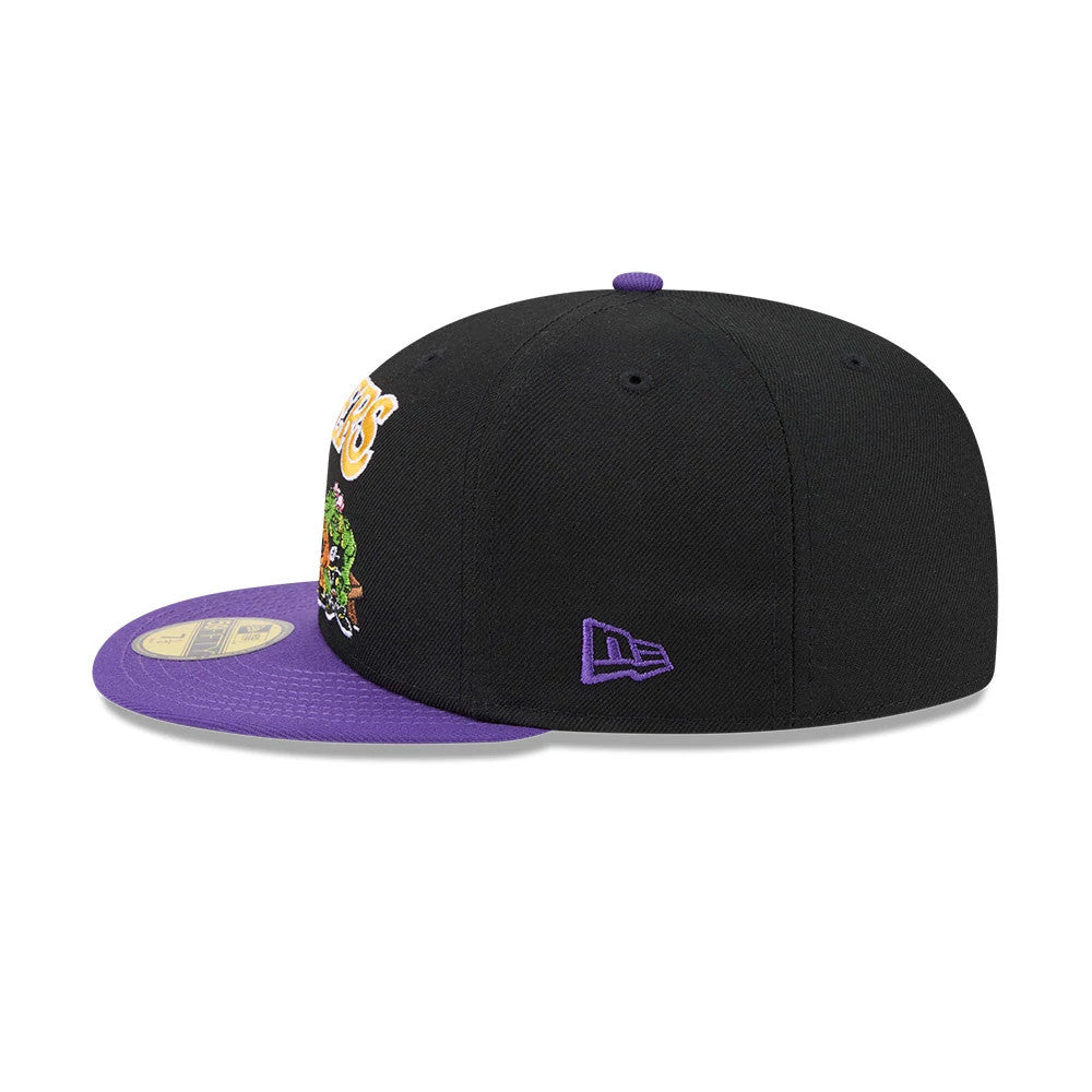 Pictured is this Space Jam Monstars LA Lakers 59FIFTY Fitted cap in Black. 7
