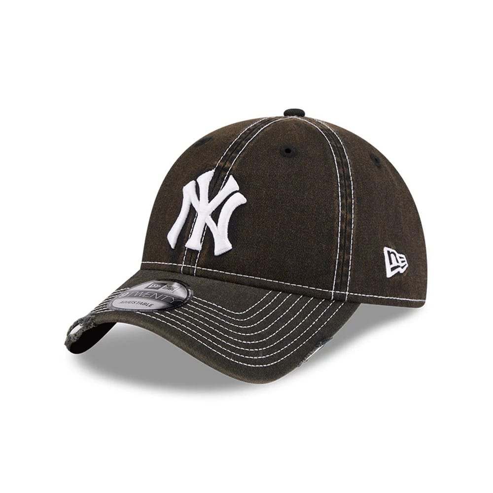 Pictured is this MLB Stencil Distressed New York Yankees 9TWENTY cap in black. 1