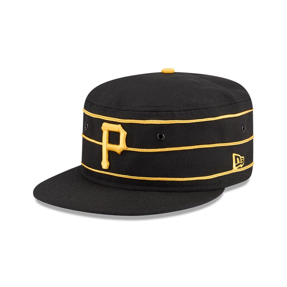 Pictured is this MLB Cooperstown Pittsburgh Pirates Pillbox Adjustable cap in black. 1