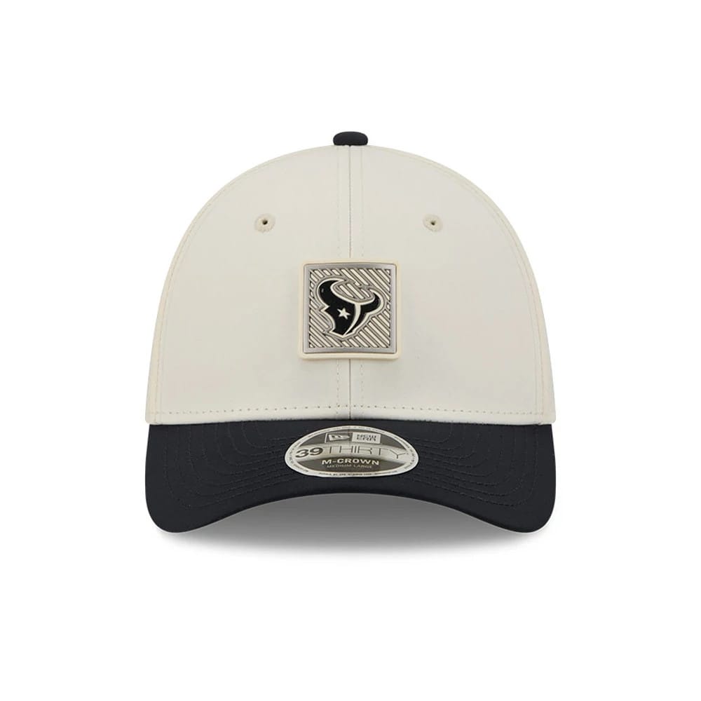 Pictured is this NFL Training 2026 Houston Texans 39THIRTY M-Crown Stretch Fit cap in white. 2
