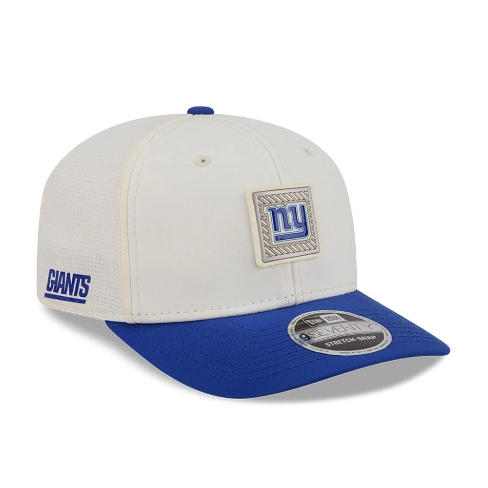 Pictured is this NFL Training 2026 New York Giants 9SEVENTY Stretch Snap cap in white. 1