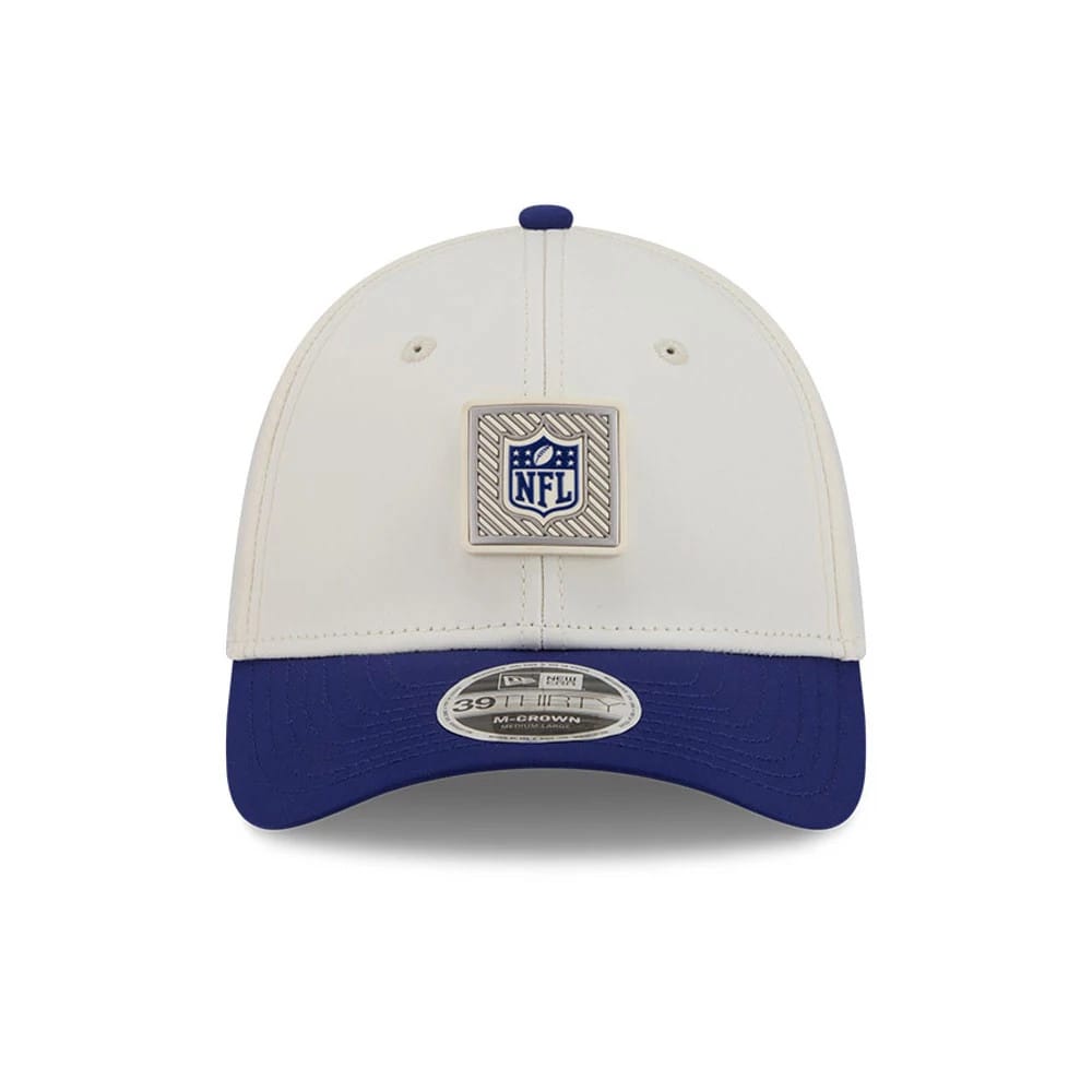 Pictured is this NFL Training 2026 NFL Official Logo 39THIRTY M-Crown Stretch Fit cap in white. 2