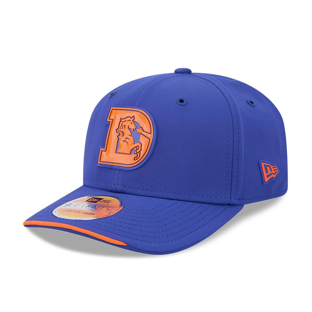 Pictured is this NFL Sideline 2026 Denver Broncos 9SEVENTY Stretch Snap cap in blue. 1