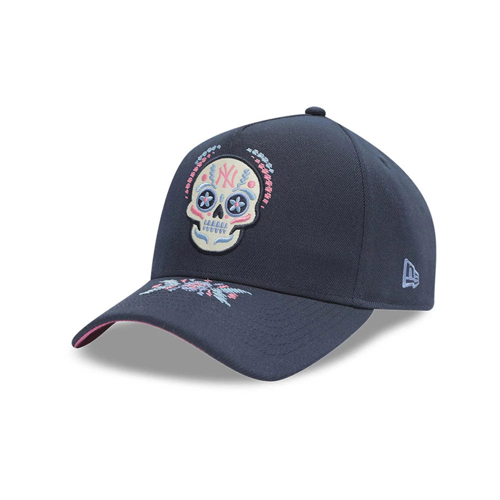 Pictured is this MLB Day Of The Dead New York Yankees 9FORTY A-Frame cap in dark blue. 4