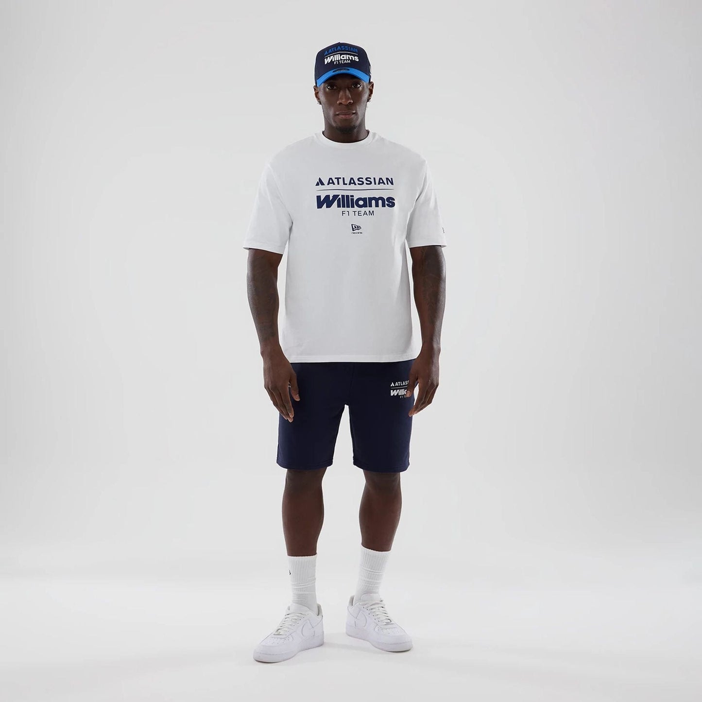 The model is wearing these Atlassian Williams F1 Team Shorts in navy. 6