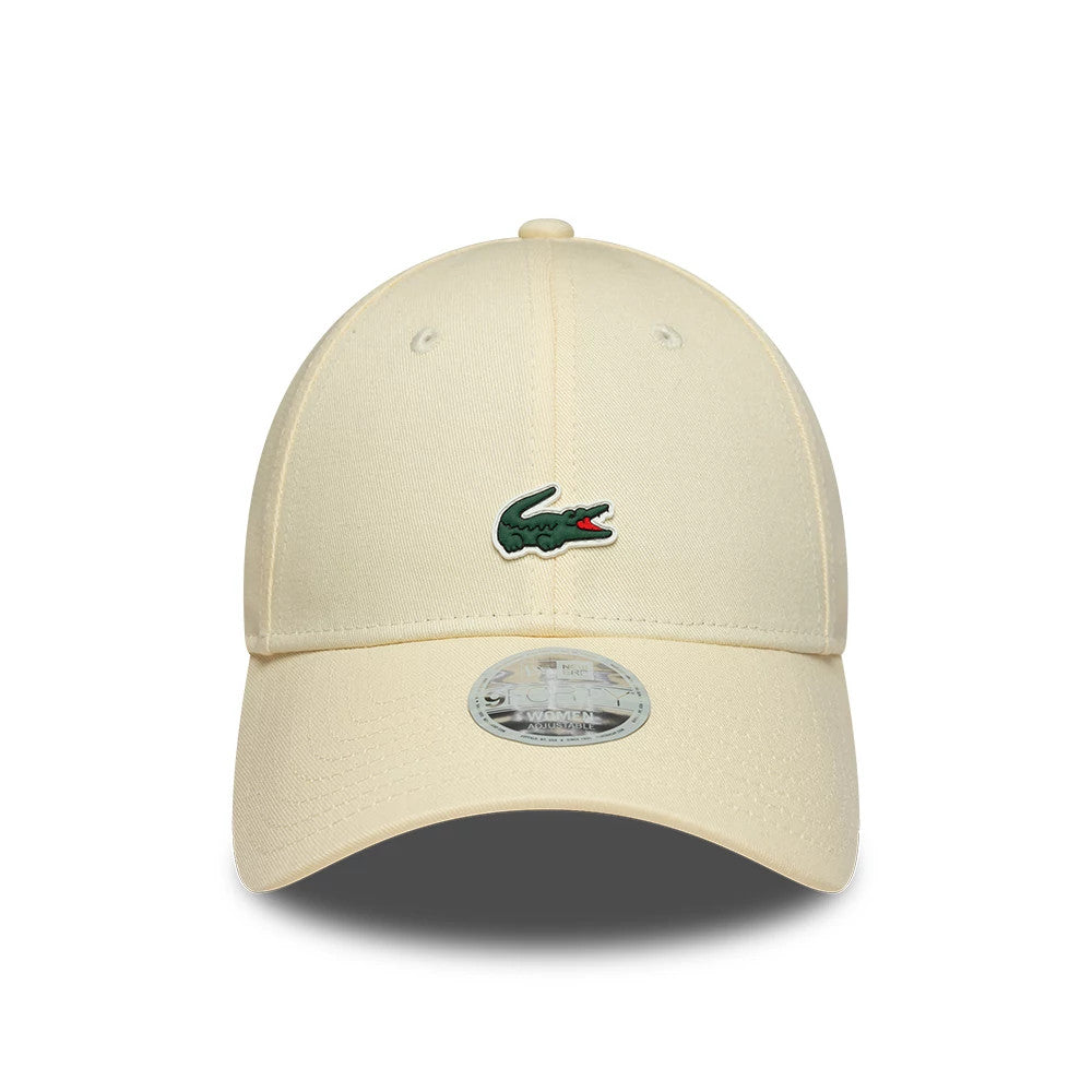Pictured is this Womens Lacoste X New Era 9FORTY cap in light beige. 2