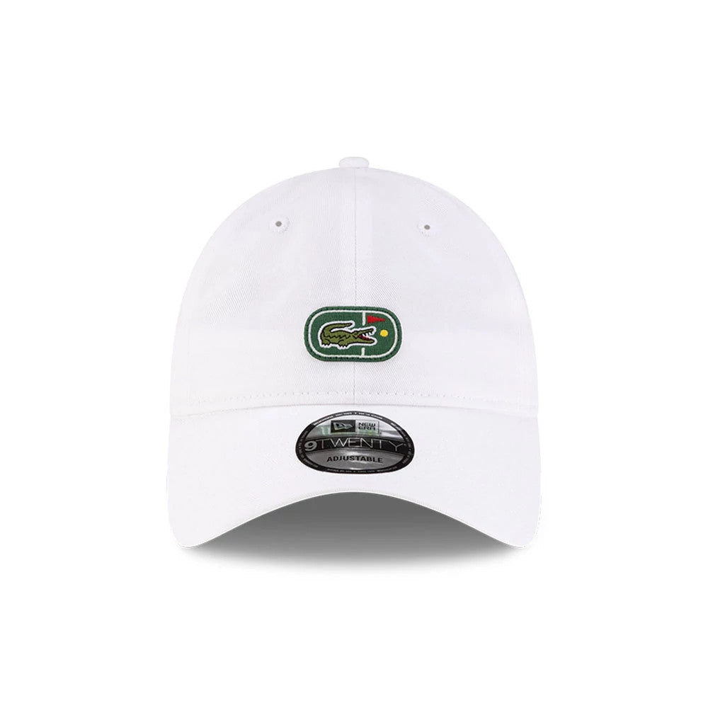 Pictured is this Lacoste X New Era Golf Flag 9TWENTY cap in white. 2