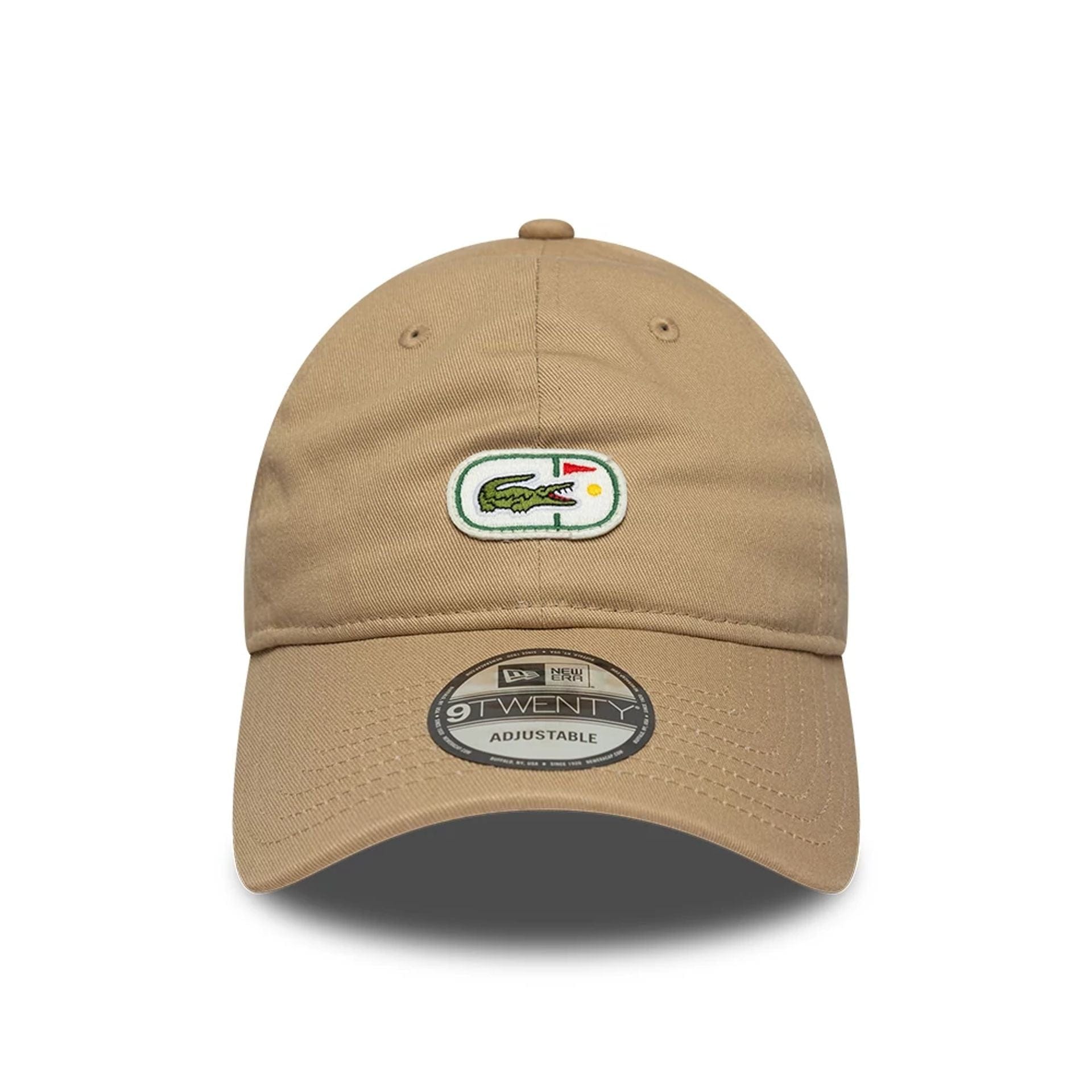 Pictured is this Lacoste X New Era Golf 9TWENTY cap in beige. 2