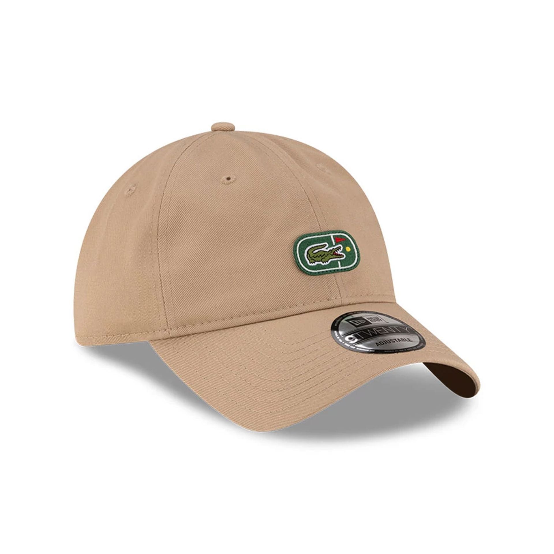 Pictured is this Lacoste X New Era Golf 9TWENTY cap in beige. 1
