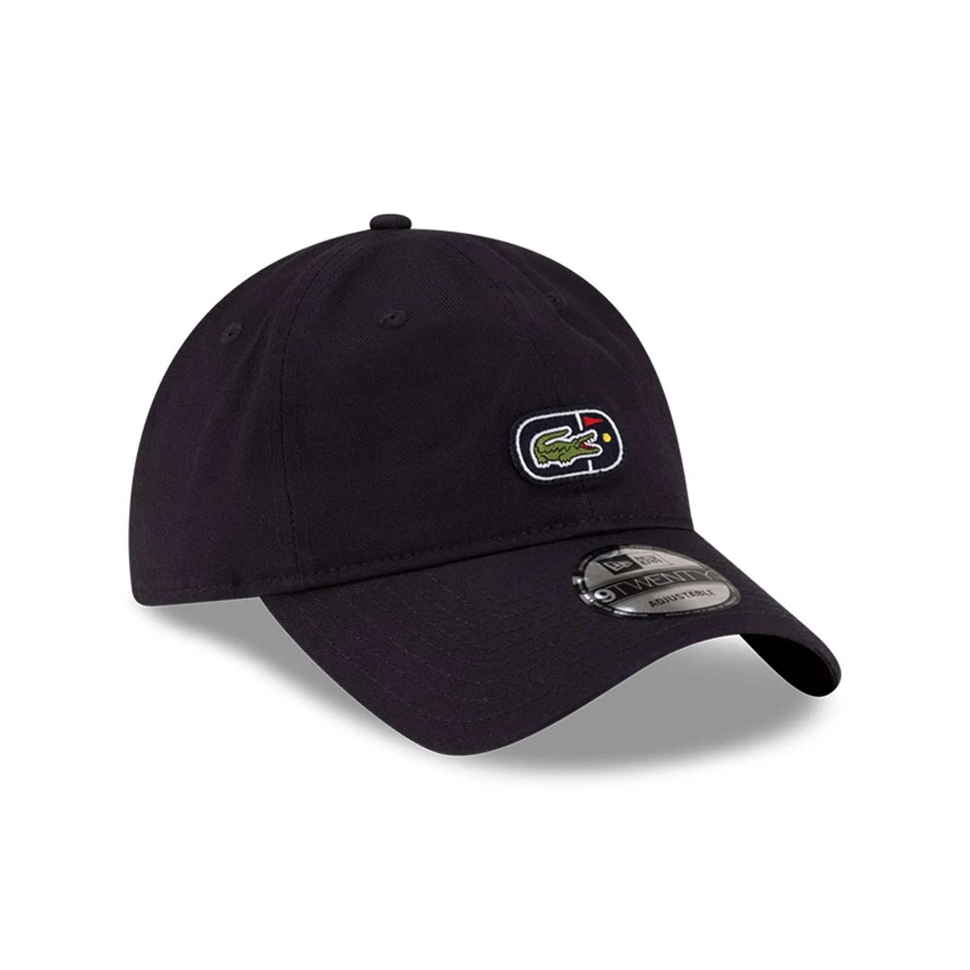 Pictured is this Lacoste X New Era Golf 9TWENTY cap in navy. 1