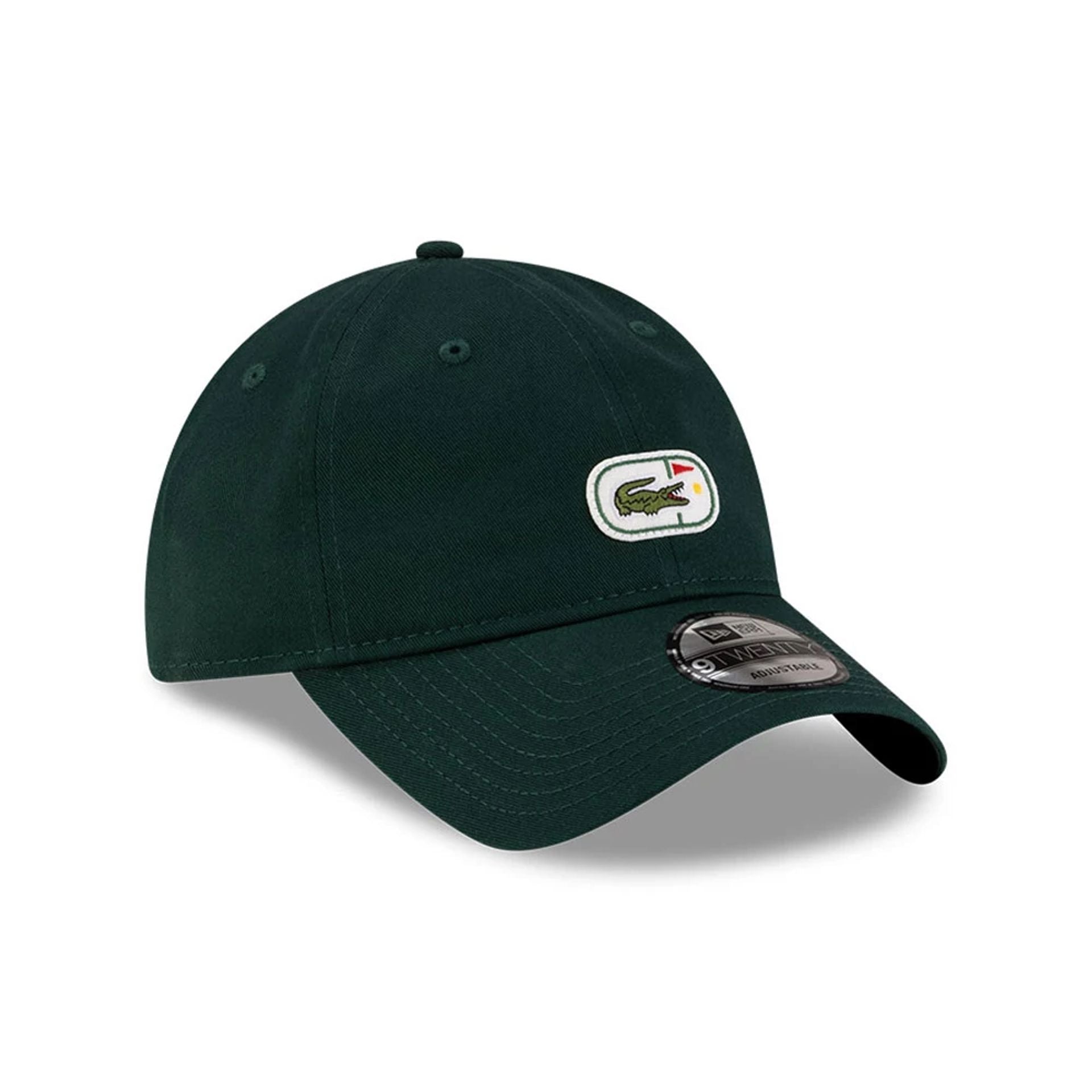 Pictured is this Lacoste X New Era Golf 9TWENTY cap in dark green. 1