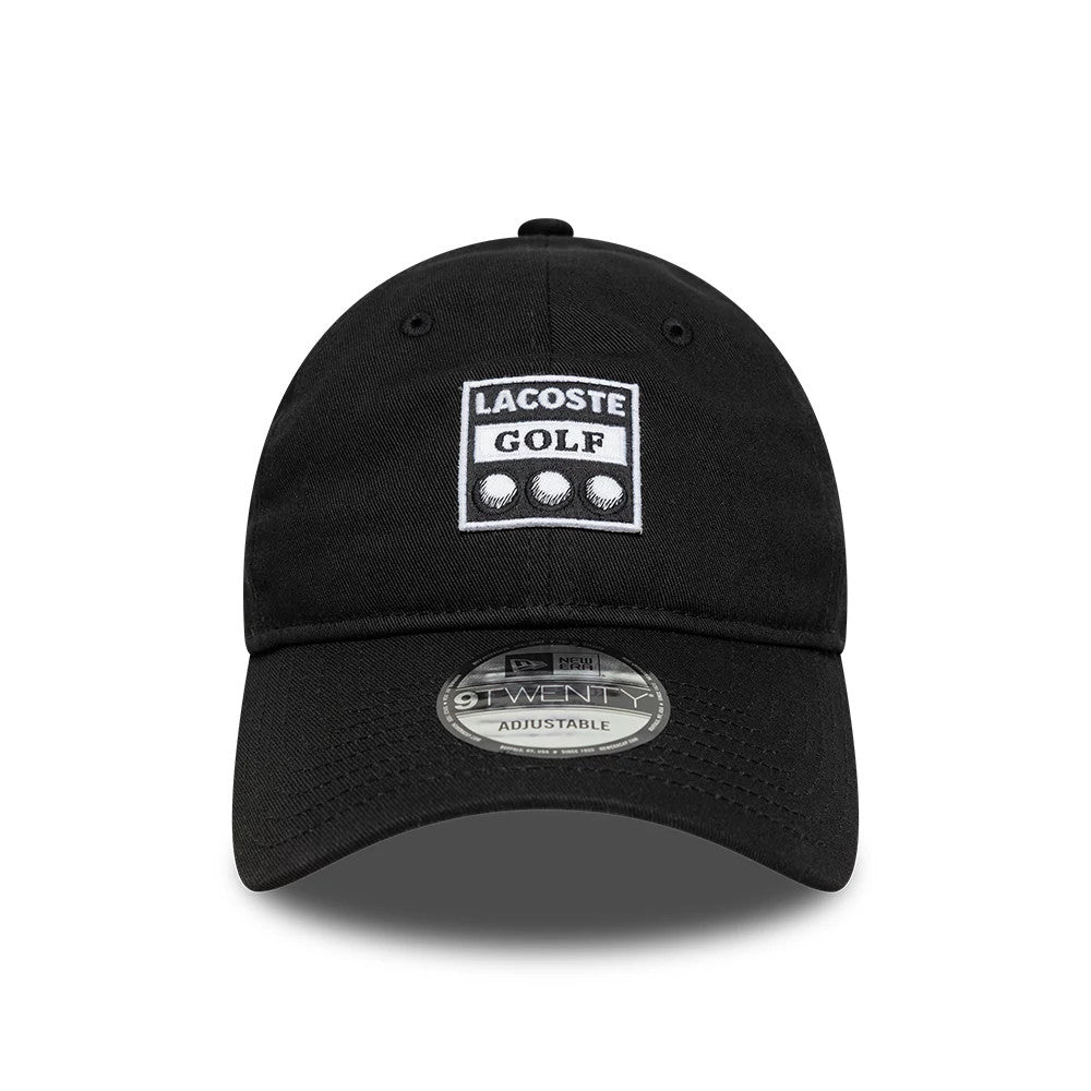 Pictured is this Lacoste Golf 9TWENTY adjustable cap in black. 2