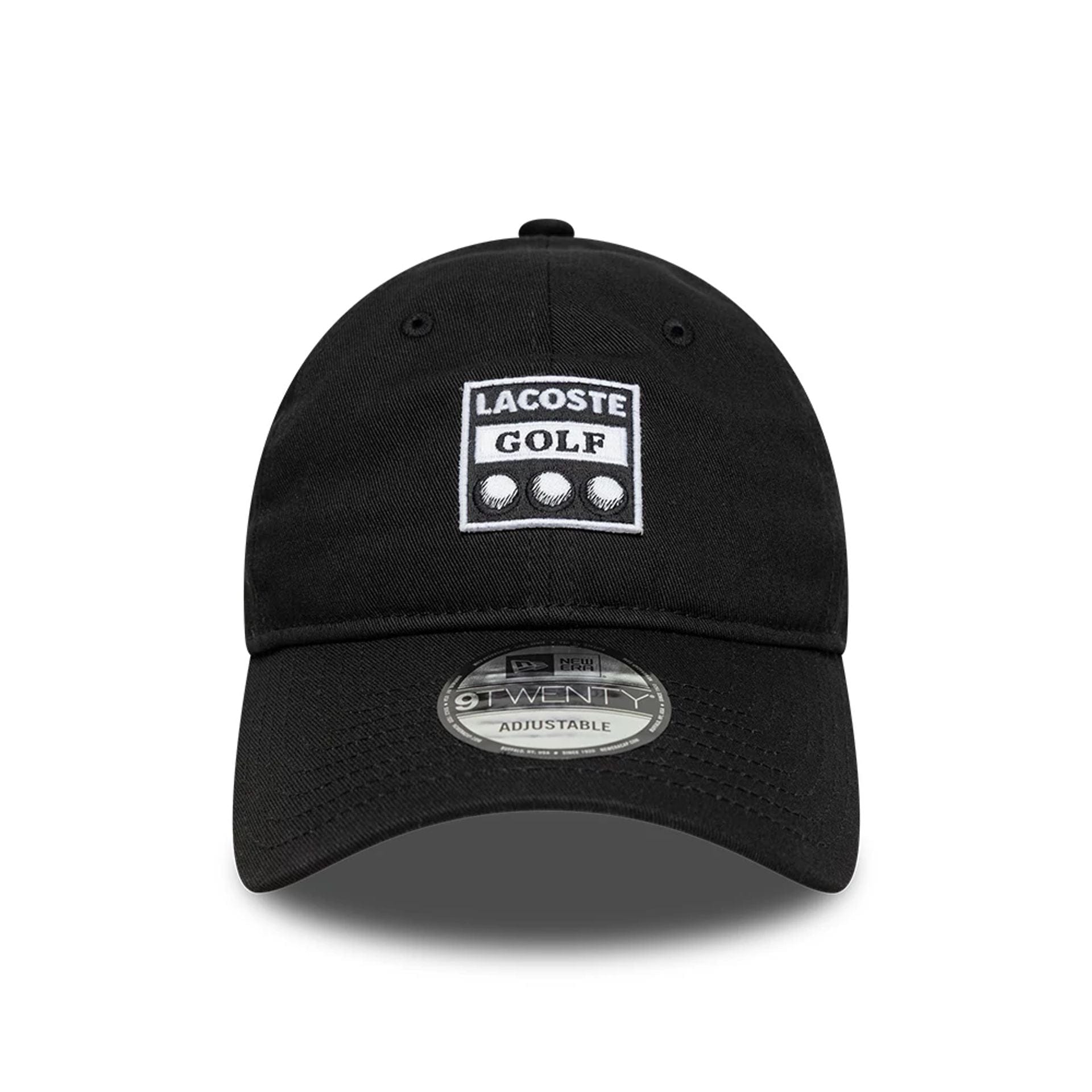 Pictured is this Lacoste Golf 9TWENTY adjustable cap in black. 2