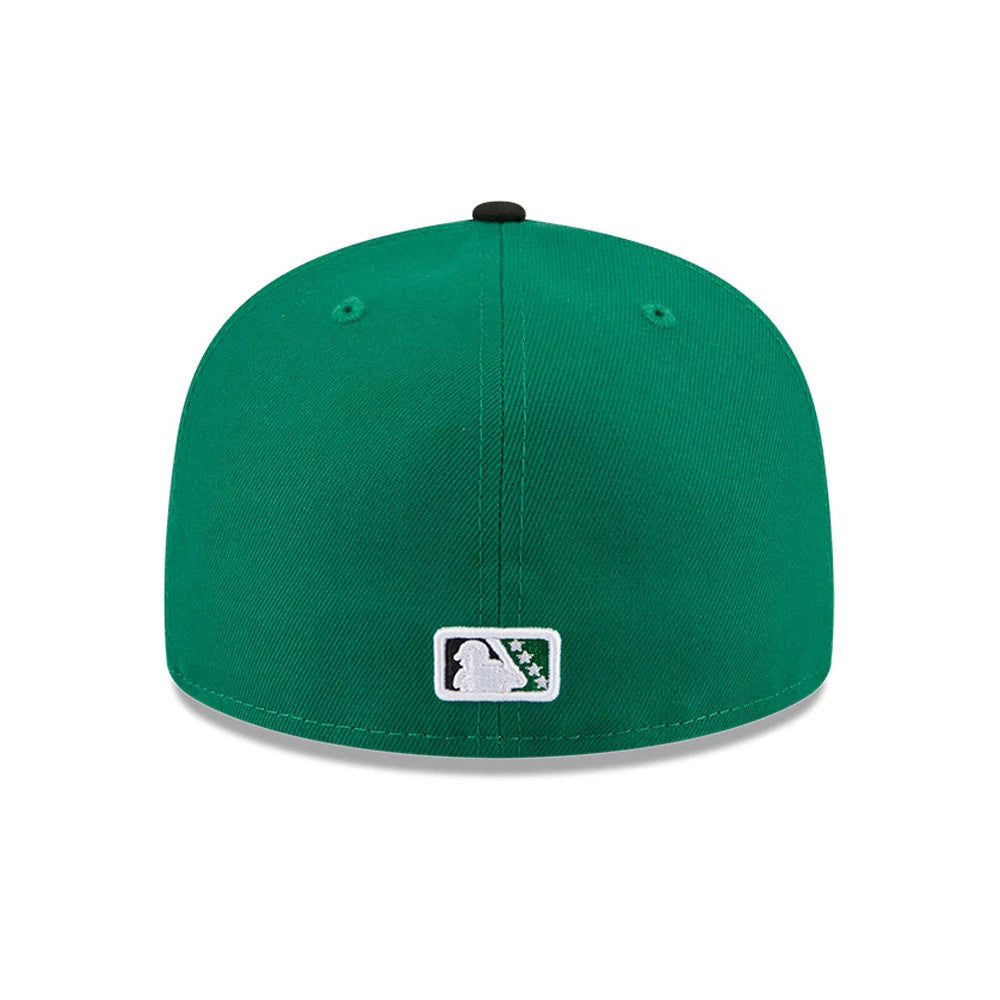 Reading Fightin Phils MiLB Theme Night Green New Era 59FIFTY Fitted Cap, rear view showing the embroidered white MLB Batterman logo at the centre of the back panels, with a structured green crown and two eyelets.