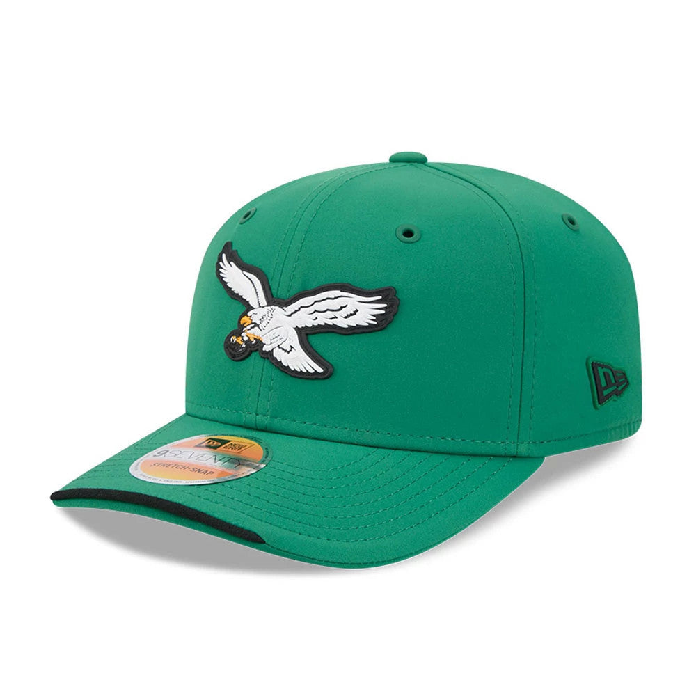 Pictured is this NFL Sideline 2026 Philadelphia Eagles 9SEVENTY Stretch Snap cap in Green. 1