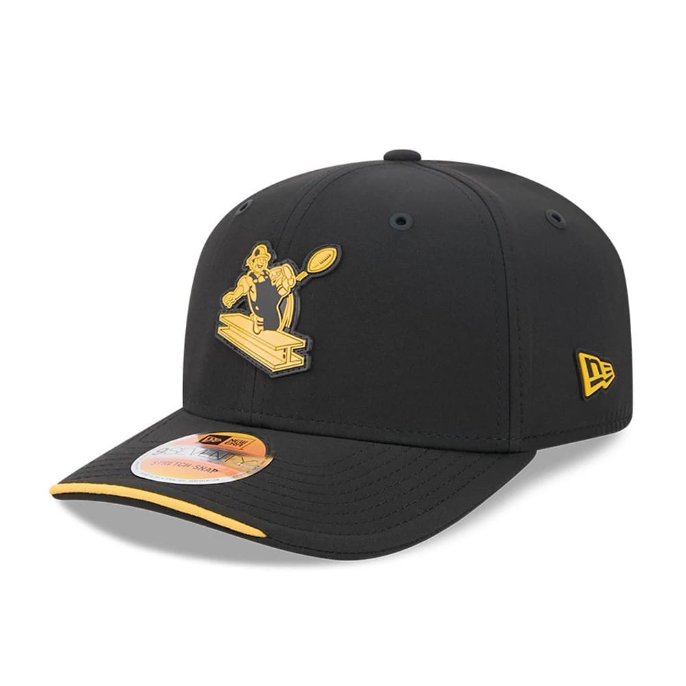 Pictured is this NFL Sideline 2026 Pittsburgh Steelers 9SEVENTY Stretch Snap cap in black. 1