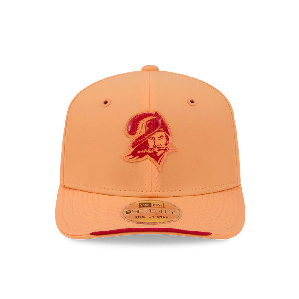 Pictured is this NFL Sideline 2026 Tampa Bay Buccaneers 9SEVENTY Stretch Snap cap in orange. 2