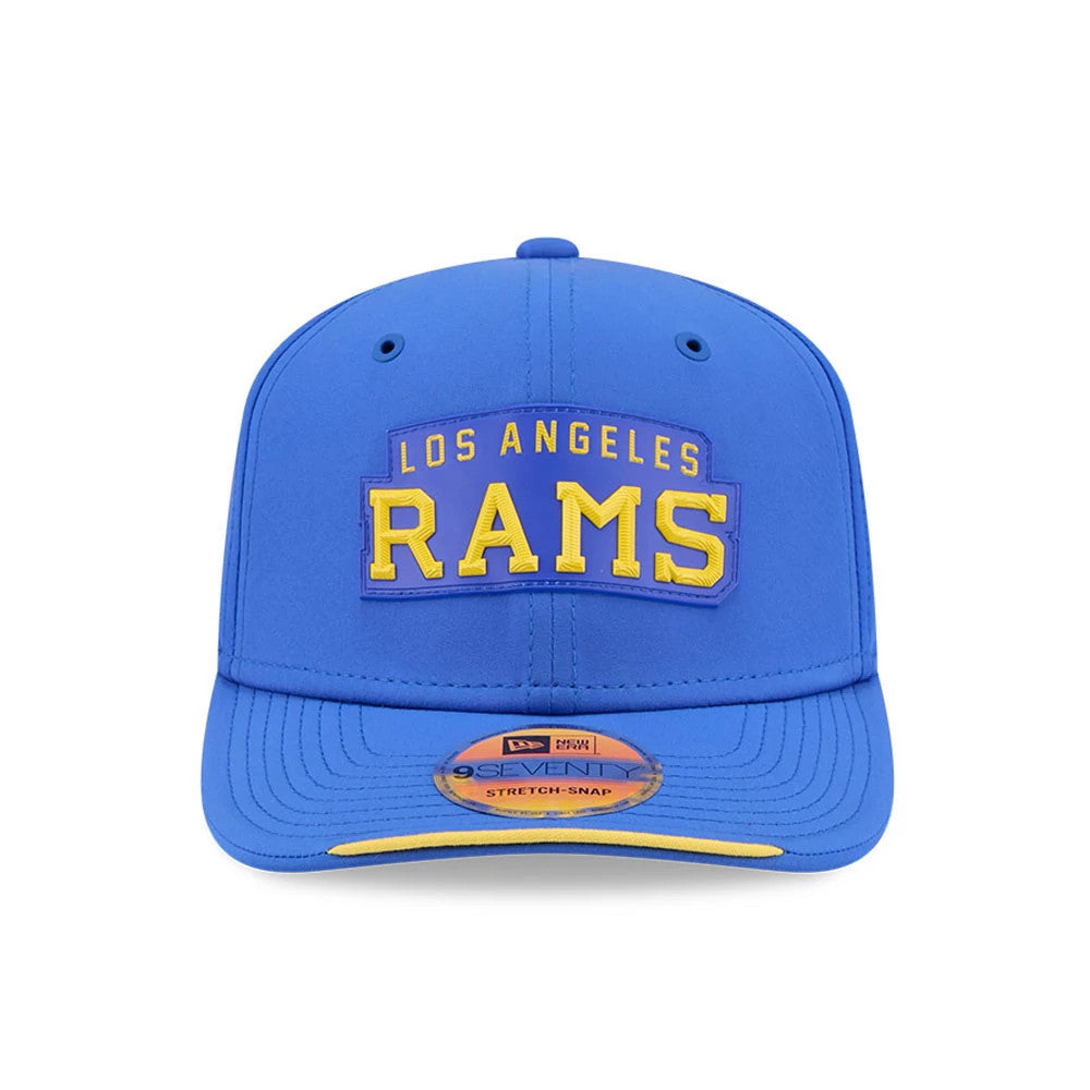 Pictured is this NFL Sideline 2026 LA Rams 9SEVENTY Stretch Snap cap in blue. 2