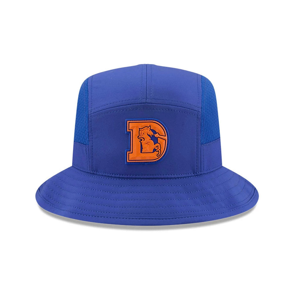 Pictured is this NFL Sideline 2026 Denver Broncos Stretch Bucket cap in blue. 2