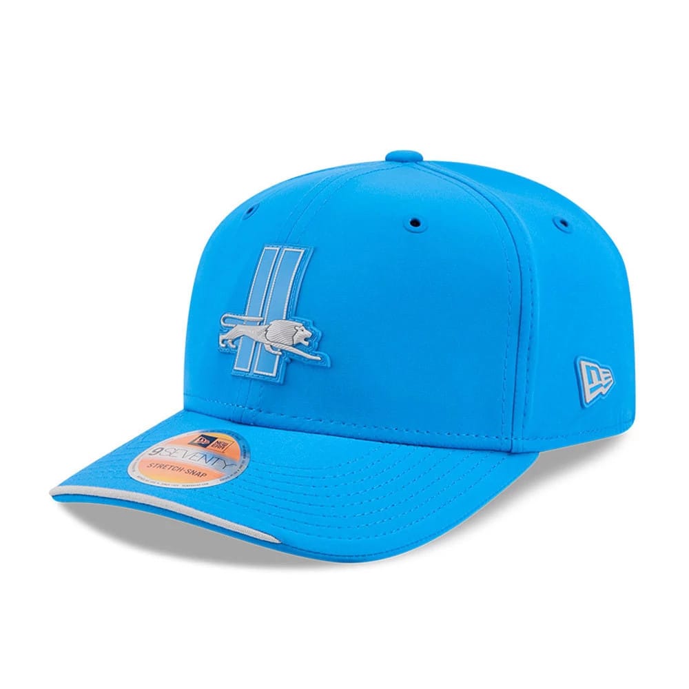Pictured is this NFL Sideline 2026 Detroit Lions 9SEVENTY Stretch Snap cap in blue. 1