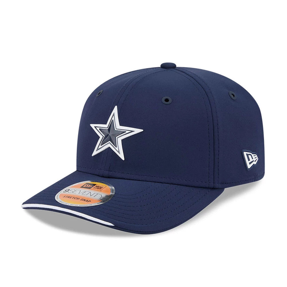 Pictured is this NFL Sideline 2026 Dallas Cowboys 9SEVENTY Stretch Snap cap in dark blue. 1