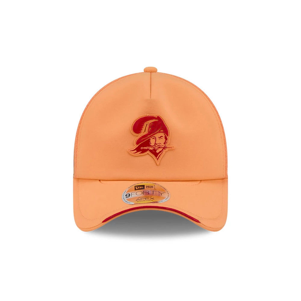 Pictured is this NFL Sideline 2026 Tampa Bay Buccaneers 9FORTY Apex cap in orange. 2