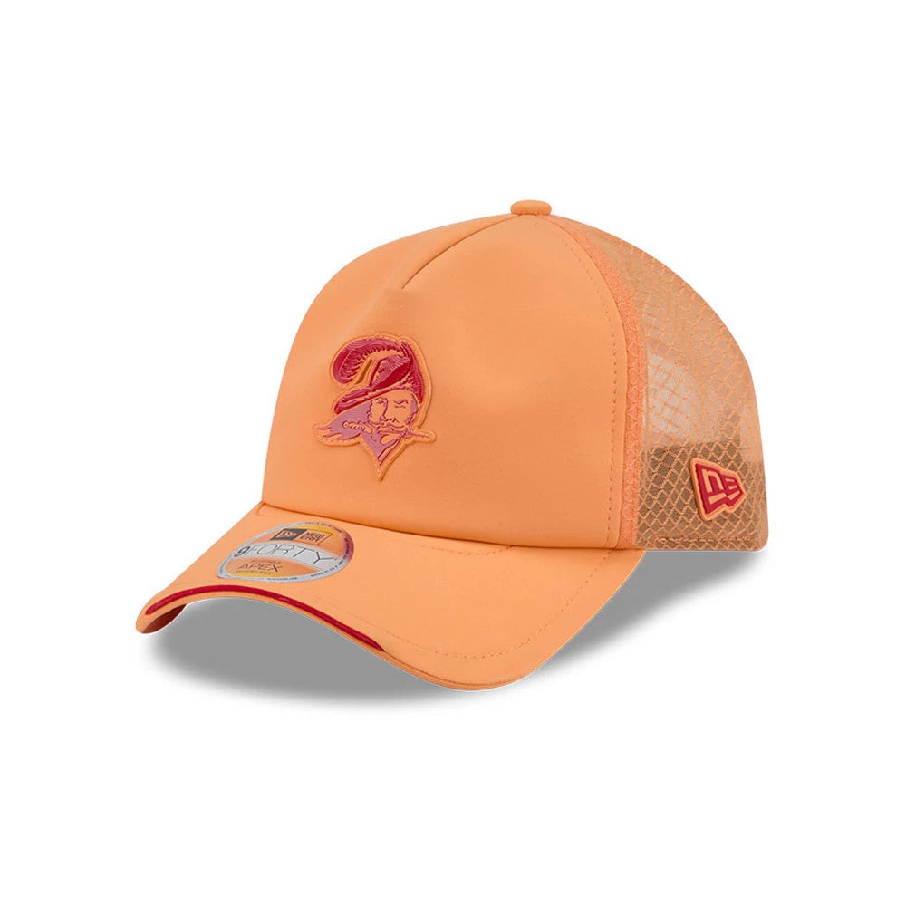 Pictured is this NFL Sideline 2026 Tampa Bay Buccaneers 9FORTY Apex cap in orange. 1