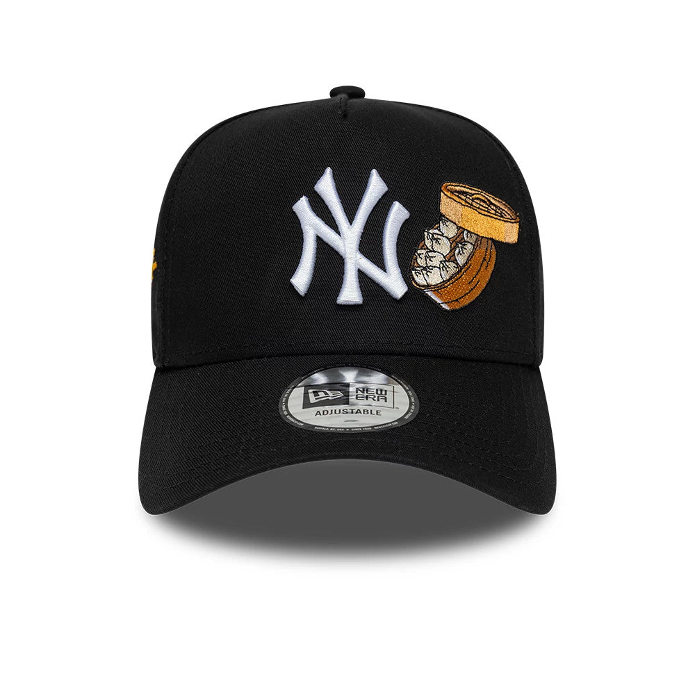 Pictured is this MLB Food New York Yankees 9FORTY A-Frame cap in black. 2