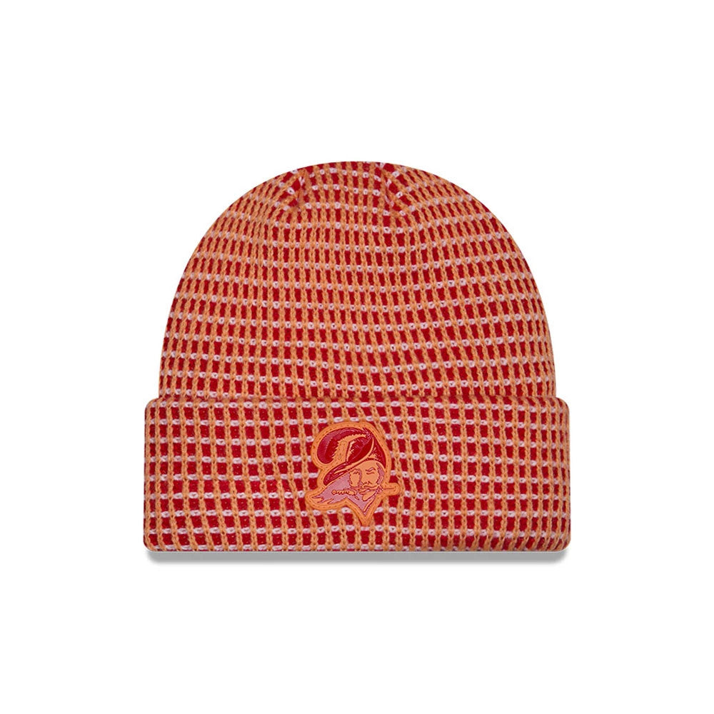 Pictured is this NFL Sideline 2026 Tampa Bay Buccaneers Cuff Knit Beanie Hat in orange. 1