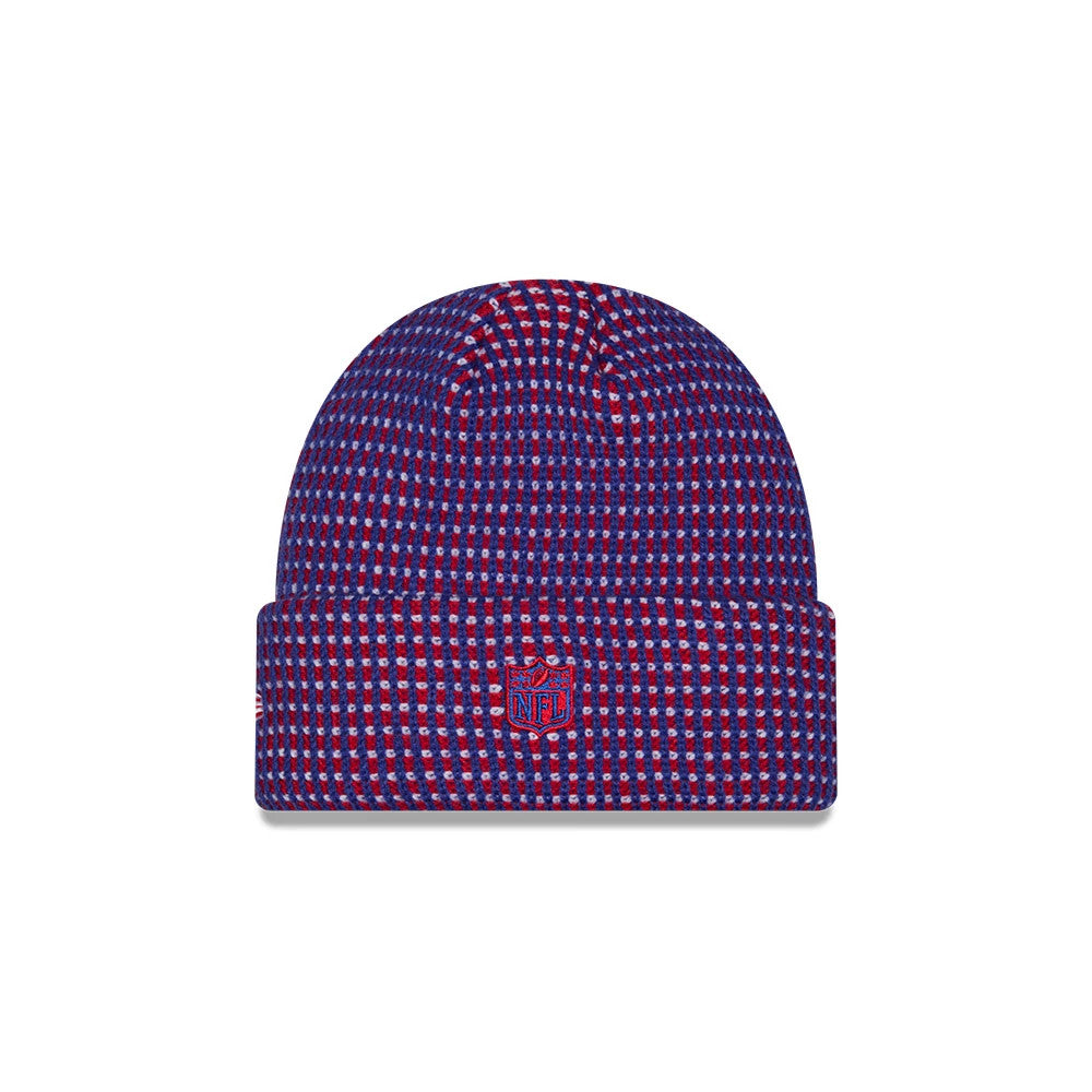 Pictured is this NFL Sideline 2026 New England Patriots Cuff Knit Beanie Hat in blue. 3