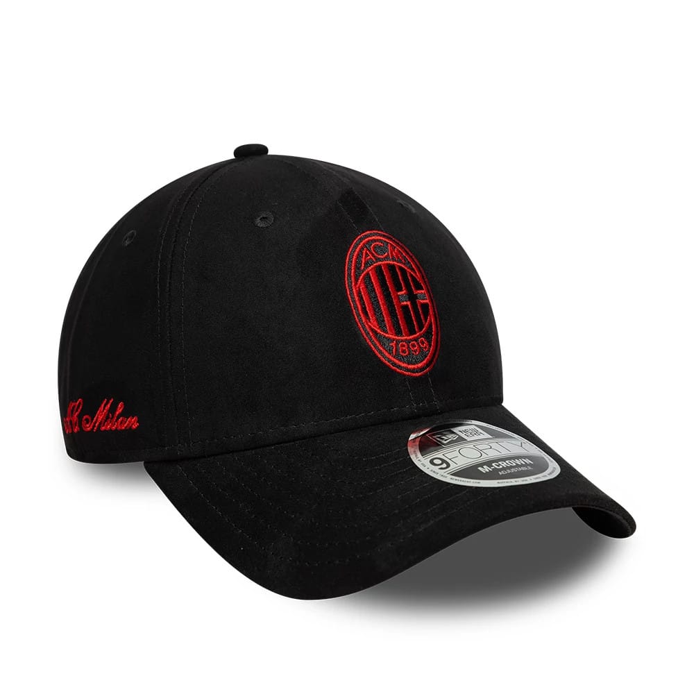 Pictured is this AC Milan Faux Suede 9FORTY M-Crown cap in black. 1