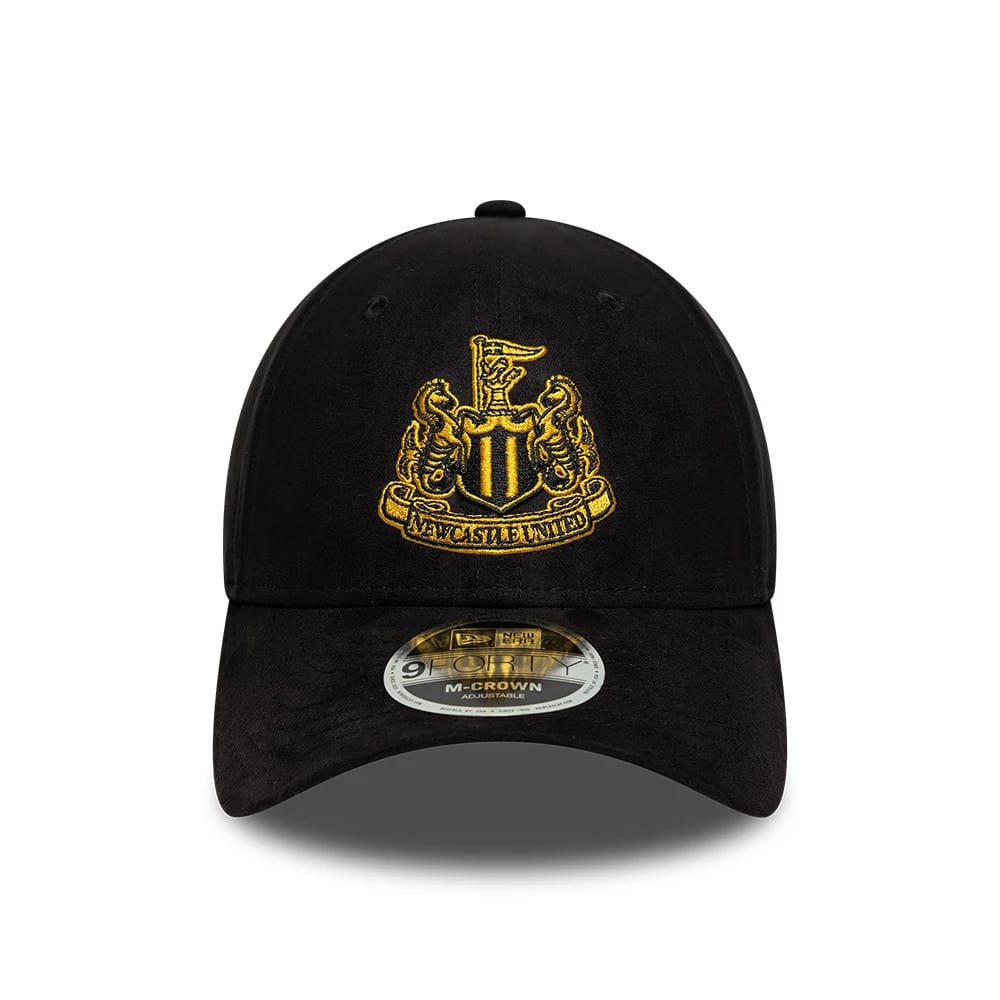 Pictured is this Newcastle United FC Faux Suede 9FORTY M-Crown cap in black. 2