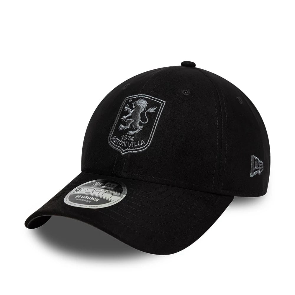 Pictured is this Aston Villa FC Faux Suede 9FORTY M-Crown cap in black. 1