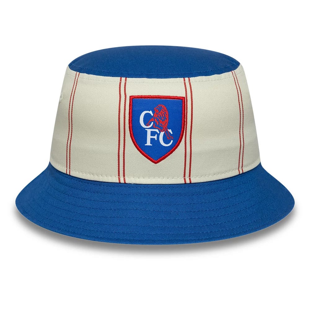Pictured is this Chelsea FC 92 Bucket hat in cream & blue. 2