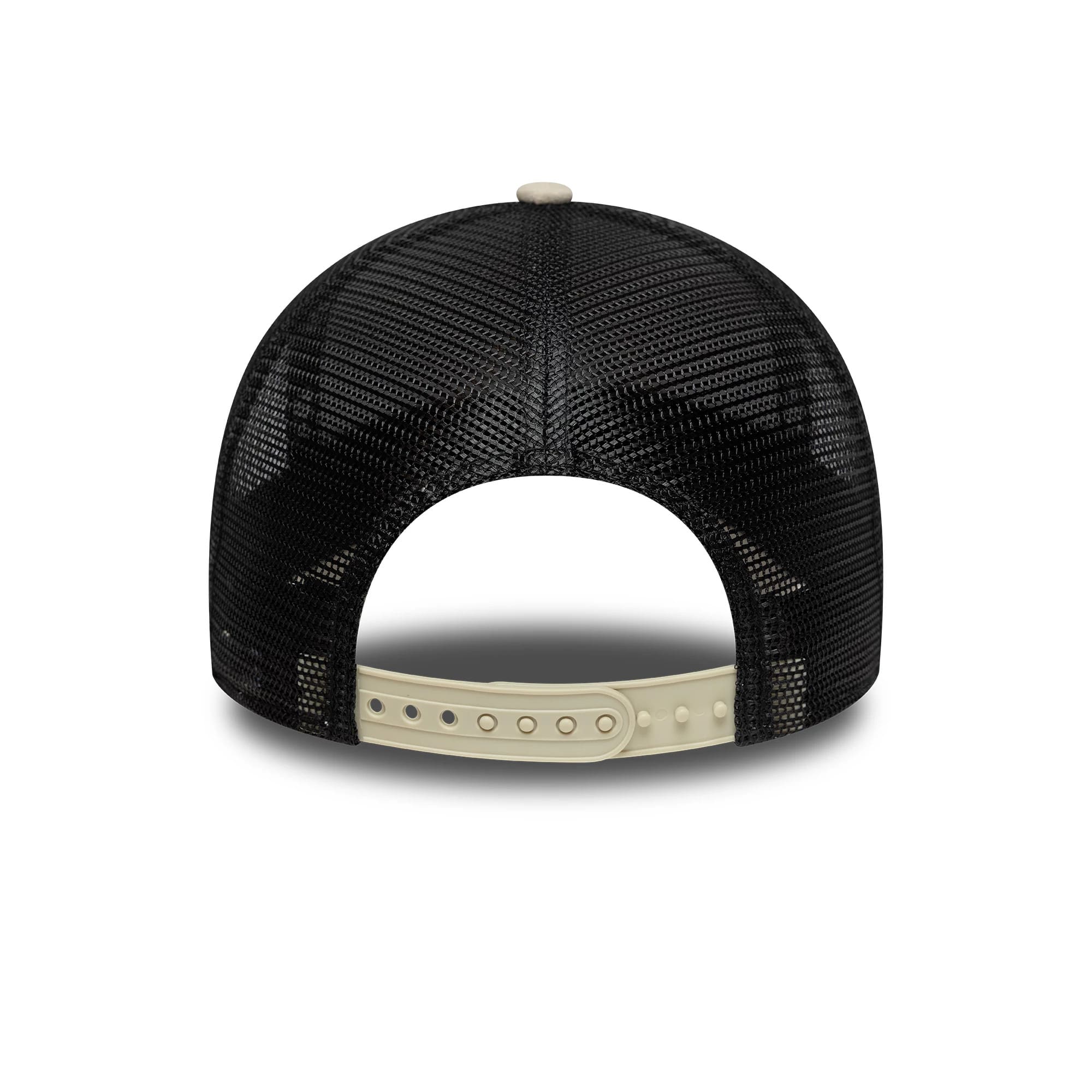 Pictured is this Newcastle United FC Faux Suede 9FORTY E-Frame Trucker cap in cream. 4