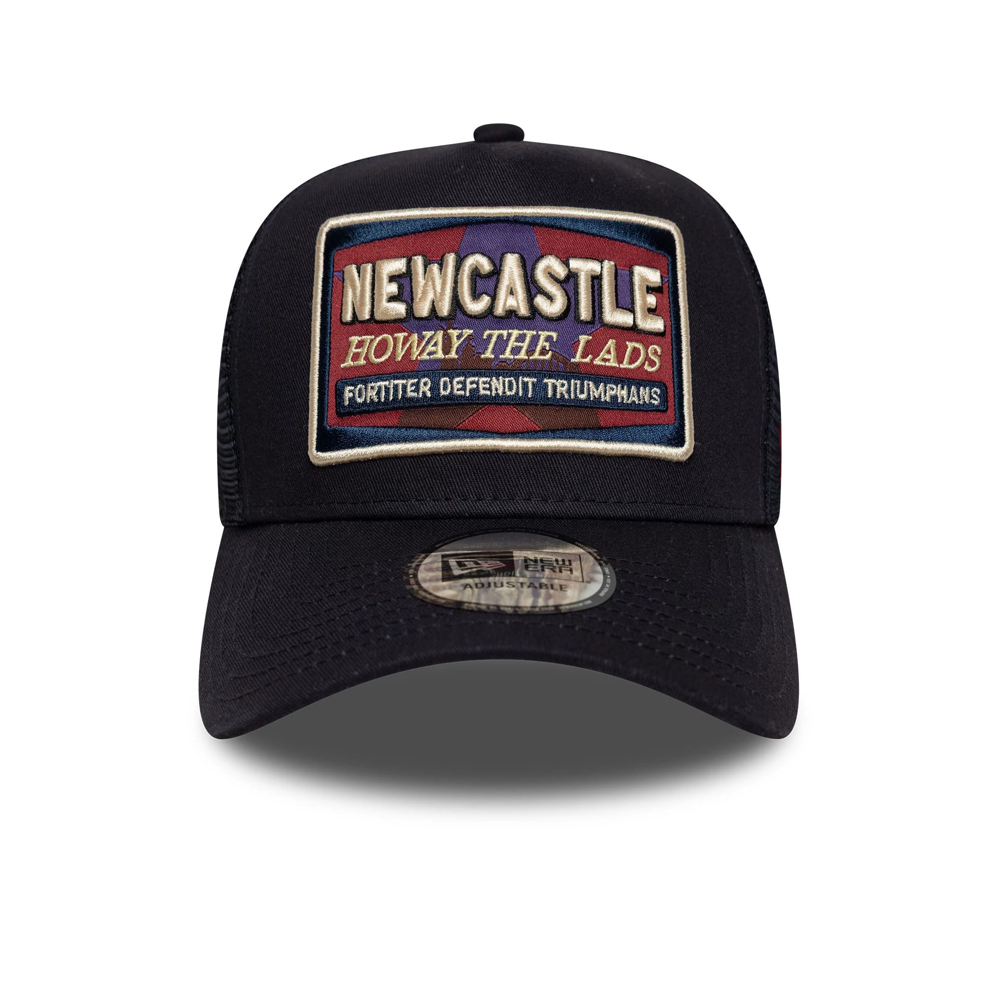 Pictured is this Newcastle United FC 9FORTY E-Frame Trucker cap in navy. 2