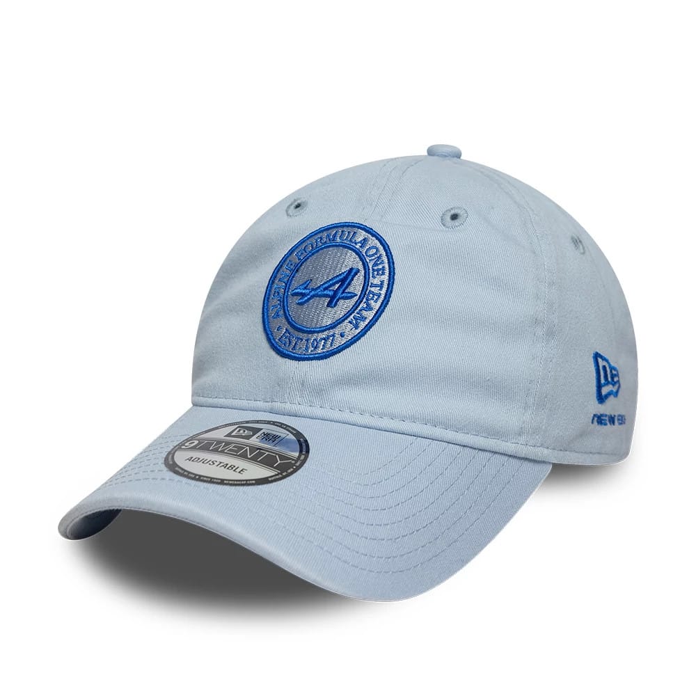 Pictured is this Alpine Racing Heritage Logo 9TWENTY cap in blue. 1