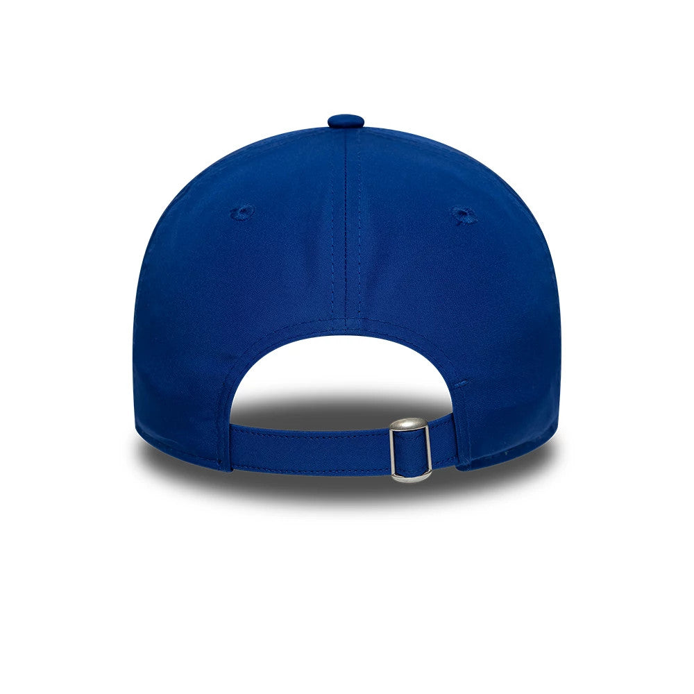 FC Porto 03 Blue New Era 9TWENTY Adjustable Cap, rear view showing a simple design with a curved visor and adjustable strap featuring a buckle at the back, all in a vivid blue with matching top button and eyelets.