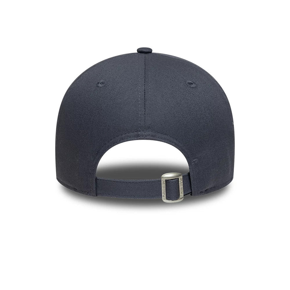 FC Porto Grey New Era 9FORTY Adjustable Cap, rear view showcasing the plain structured grey crown with matching top button and embroidered eyelets, featuring an adjustable strap with a buckle closure at the base.