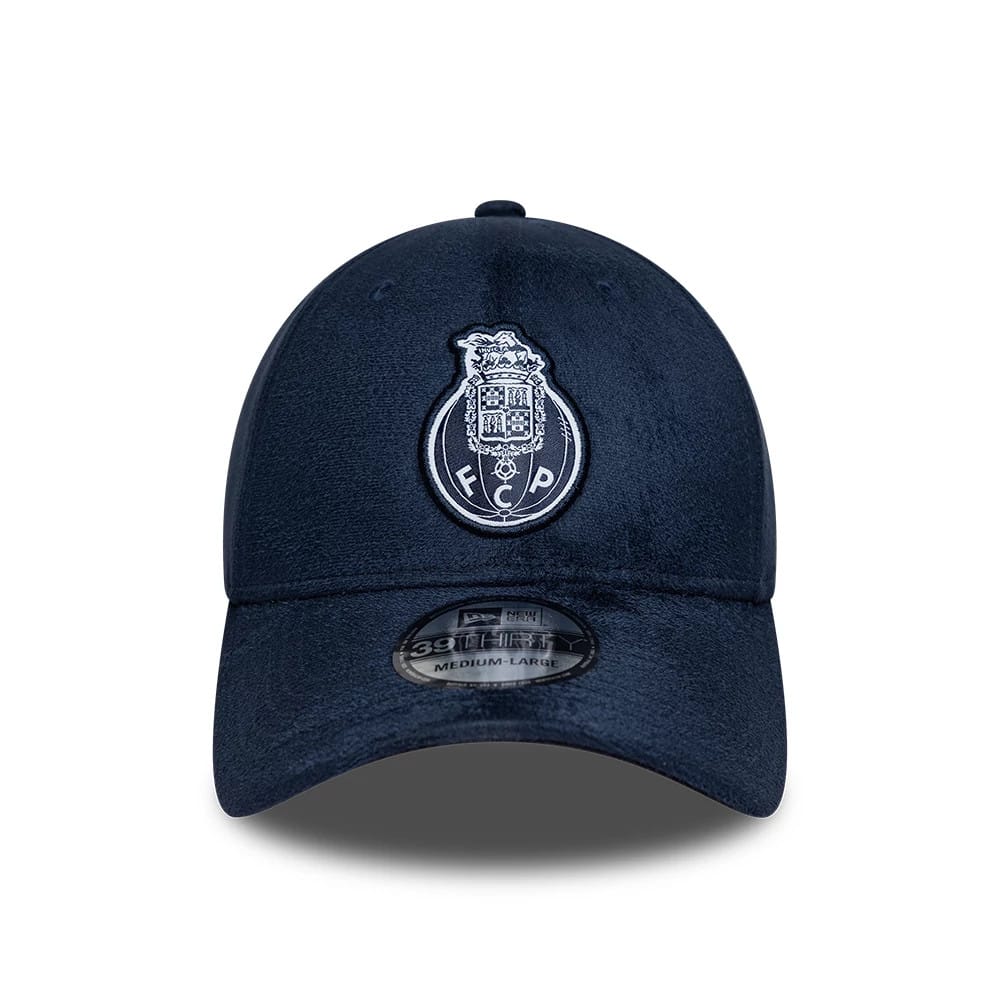 Pictured is this FC Porto Faux Suede 39THIRTY Stretch Fit cap in navy. 2