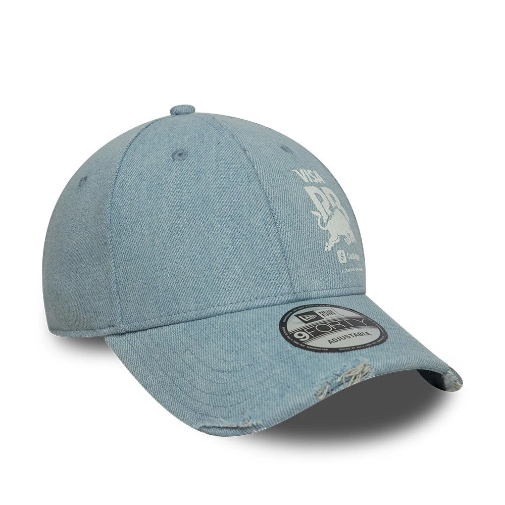 Pictured is this Visa Cash App Racing Bulls Denim 9FORTY cap in open blue. 3