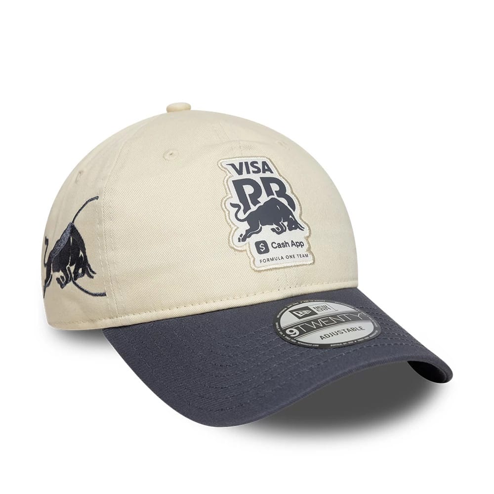 Pictured is this Visa Cash App Racing Bulls Contrast Visor 9TWENTY cap in cream. 1