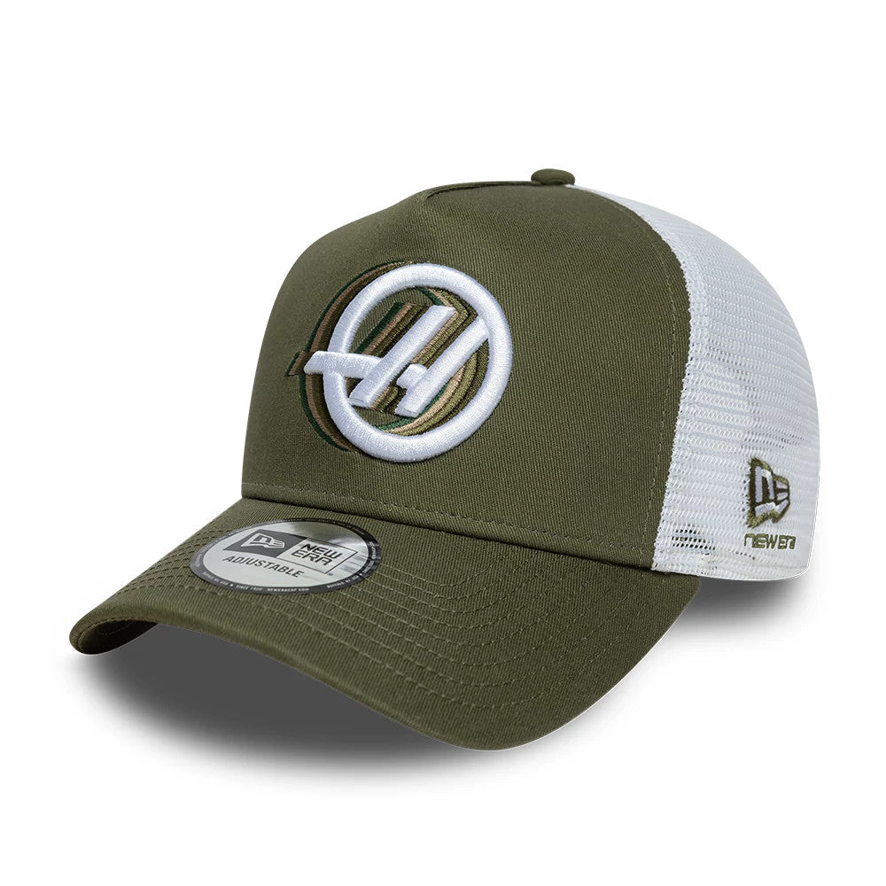 Pictured is this TGR Haas F1 Team 9FORTY A-Frame Trucker cap in green. 3