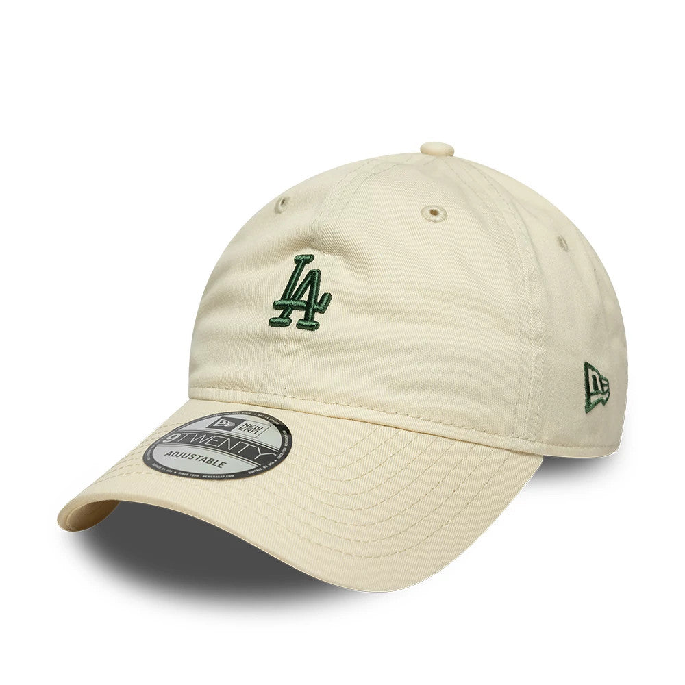 Pictured is this MLB Mini Logo LA Dodgers 9TWENTY cap in cream. 1